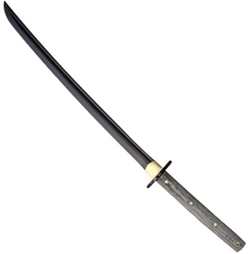 Condor Tool and Knife Tactana sword - shown out of sheath reverse.  1075 steel plain edge blade.  Gray Micarta handle.  Model CTK500-20.8HC.
