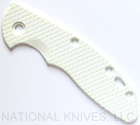 Rick Hinderer Knives XM-18 3.5" Textured G-10 handle scale - obverse shown.  White color.