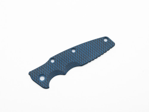 Rick Hinderer Knives Textured G-10 handle scale to fit Eklipse 3.5" - shown obverse.  Blue - black. 