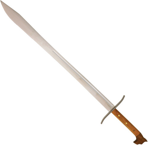 Condor Tool and Knife German Grosse Messer Sword - shown out of sheath obverse.  1075HC steel plain edge blade.  Wood handle.  Model CTK1019-32HC.