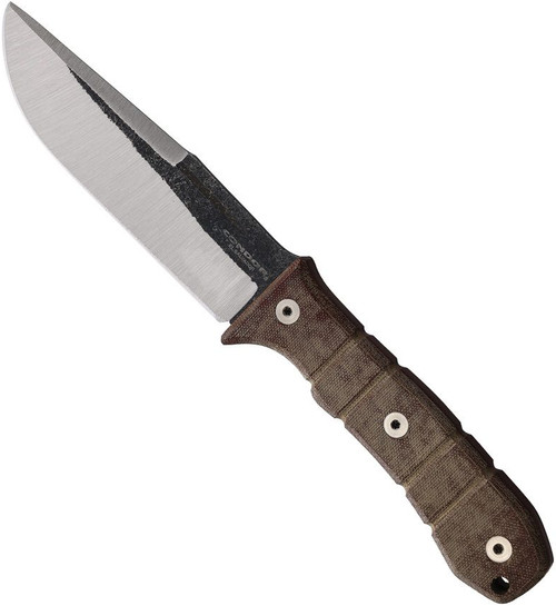 Condor Tool and Knife Tactical P.A.S.S. Chute fixed blade knife - shown out of sheath reverse.  440C stainless steel plain edge blade.  Brown Micarta handle.  Model CTK1827-10.5-4C.