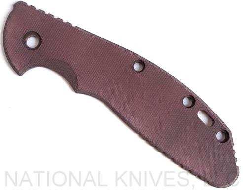 Rick Hinderer Knives Smooth Micarta handle scale to fit XM-24 folding knife - shown obverse.  Burgundy.  Model SXM40MI.