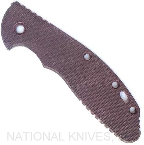 Rick Hinderer Knives Textured Micarta handle scale to fit XM-24 folding knife - shown obverse.  Burgundy.  Model SXM40MI.