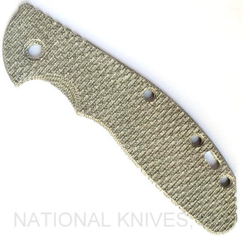 Rick Hinderer Knives Textured Micarta handle scale to fit XM-24 folding knife - shown obverse.  OD green.  Model SXM40MI.