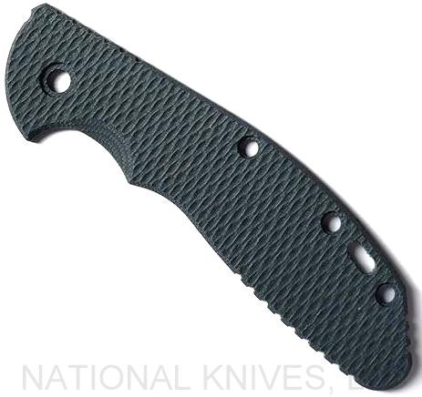 Rick Hinderer Knives Textured Micarta handle scale to fit XM-24 folding knife - shown obverse.  Black.  Model SXM40MI.