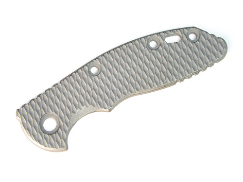 Rick Hinderer Knives Textured Titanium handle scale to fit XM-18 3.0" folding knife - shown obverse.  Working Finish.  Model SXM30TI.
