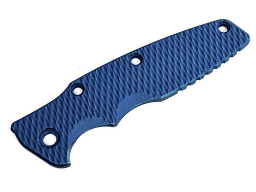 Rick Hinderer Knives Textured Titanium handle scale to fit Eklipse 3.5" - shown obverse.  Battle Blue.  Model SEK35TI.