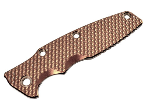 Rick Hinderer Knives Textured Titanium handle scale to fit Eklipse 3.5" - shown obverse.  Stonewash bronze.  Model SEK35TI.