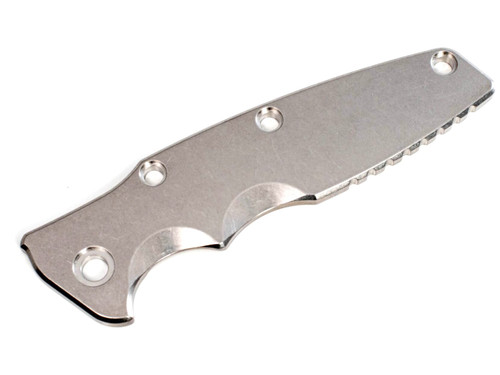Rick Hinderer Knives Smooth Titanium handle scale to fit Eklipse 3.5" - shown obverse.  Stonewash.  Model SEK35TI.