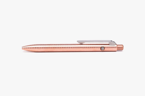 Tactile Turn Slim Side Click ink pen.  Overall length is 4.6" and features copper construction.  Model 10-SS3-COP-TTM.