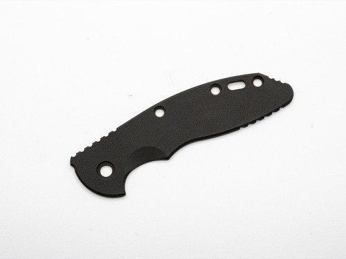 Rick Hinderer Knives XM-18 3.5" Smooth G-10 handle scale - obverse shown.  Black color.