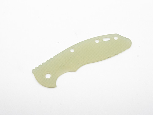 Rick Hinderer Knives XM-24 Textured G-10 handle scale - obverse shown.  Translucent Green color.