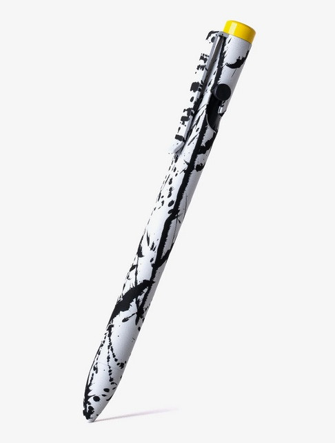 Tactile Turn Bolt Action ink pen - Seasonal Release Abstract w/yellow back piece accent.  Overall length is 5.6" and features titanium construction with an Abstract themed Cerakote finish.  Model 10-BA1-SEA-ABY.