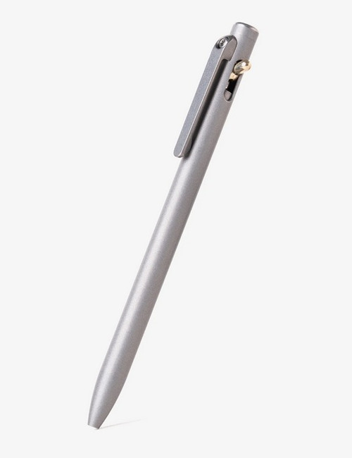 Tactile Turn Slim Standard Switch Ink Pen.  Shown closed.  Stonewashed titanium construction.  Model 10-SW1-TTM-STW.