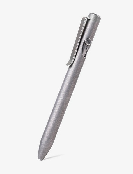 Tactile Turn Bolt Action ink pen.  Overall length is 5.1" and features stonewashed titanium construction.  Model 10-BA2-TTM-STW.