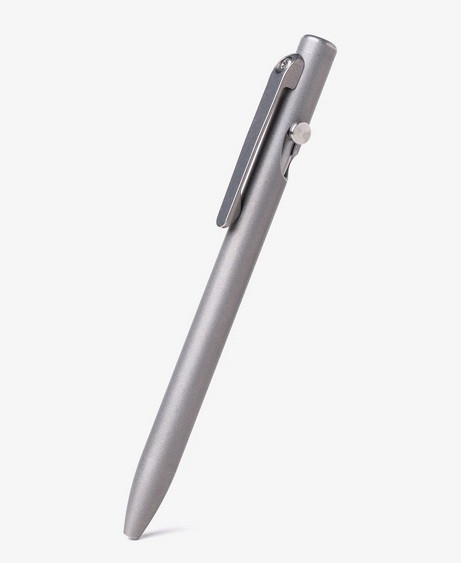 Tactile Turn Slim Bolt Action ink pen.  Overall length is 5.1" and features stonewashed titanium construction.  Model 10-SB2-TTM-STW.
