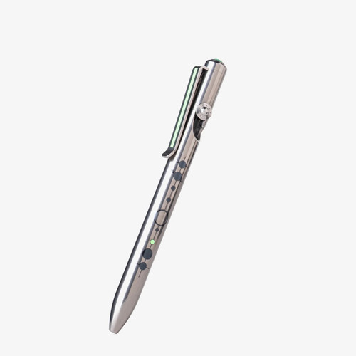 Tactile Turn Bolt Action ink pen - Seasonal Release Roswell edition.  Bolt side of pen shown in closed position.  Overall length is 5.1" and features titanium construction with an UFO themed finish.  Model 10-BA2-SEA-ROS.
