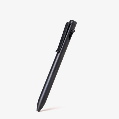 Tactile Turn Switch Short Ink Pen.  Shown closed.  Black DLC titanium construction.  Model 10-ST2-TTM-DLC.
