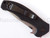 Emerson Knives Mini Roadhouse SF folding knife with thumb disk and Emerson Wave opener - shown closed pocket clip side.  Satin 154CM stainless steel plain edge blade.  Black G-10 handle.  Model M-RDHS-SF.