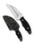 Spyderco Ronin 2 fixed blade knife - shown out of sheath obverse and in sheath obverse.  Satin CTS-BD1N stainless steel plain edge blade.  Black G-10 handle.  Model FB09GP2.
