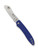 Spyderco Roadie Slipjoint folding knife with Double Dent - shown open obverse.  Satin N690Co stainless steel plain edge blade.  Blue FRN handle.  Model C189PBL.