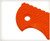 Rick Hinderer Knives XM-18 3.0" Textured G-10 handle scale - close up of pivot hole obverse shown.  Orange color.