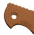 Rick Hinderer Knives XM-18 3.5" Textured G-10 handle scale - close up of pivot hole obverse shown.  Coyote brown color.