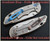 Rick Hinderer Knives Pocket Clip and Filler Tab Set with screws- shown installed on knife. Stonewash blue construction.  Model K0020101BL.