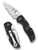 Spyderco Native 5 folding knife with thumb hole - shown open presentation side and closed pocket clip side.  Satin S30V stainless steel serrated edge blade.  Black FRN handle.  Model C41SBK5.