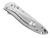 Kershaw Leek assisted opening folding knife with thumb studs and flipper tab - shown closed lock side.  14C28N and D2 steel plain edge blade.  Stainless steel handle.  Model 1660CB.