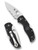 Spyderco Native 5 folding knife with thumb hole - shown open presentation side and closed pocket clip side.  Satin S30V stainless steel combo edge blade.  Black FRN handle.  Model C41PSBK5.