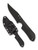 Spyderco Street Beat fixed blade knife - shown out of sheath reverse and in sheath reverse.  Black VG-10 stainless steel plain edge blade.  Black FRN handle.  Model FB15PBBK.