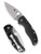 Spyderco Native 5 folding knife with thumb hole - shown open presentation side and closed pocket clip side.  Satin S90V stainless steel plain edge blade.  Black fluted carbon fiber handle.  Model C41CFFP5.