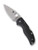 Spyderco Native 5 folding knife with thumb hole - shown open presentation side.  Satin S90V stainless steel plain edge blade.  Black fluted carbon fiber handle.  Model C41CFFP5.