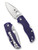 Spyderco Native 5 folding knife with thumb hole - shown open presentation side and closed pocket clip side.  Satin S110V stainless steel plain edge blade.  Dark Blue G-10 handle.  Model C41GPDBL5.