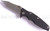 Rick Hinderer Knives Eklipse Tanto folding knife with thumb stud and flipper tab - shown open presentation side.  Stonewash S35VN stainless steel plain edge blade.  Black G-10 handle with Working Finish lock side.  Model K40040TD00.
For reference only.