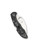 Spyderco Delica 4 folding knife with thumb hole - shown closed pocket clip side.  Satin VG-10 stainless steel, wharncliffe style, serrated edge blade.  Black FRN handle.  Model C11FSWCBK.