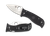 Spyderco Lil' Temperance 3 folding knife with thumb hole - shown open presentation side and closed pocket clip side.  Satin VG-10 stainless steel plain edge blade.  Black G-10 handle.  Model C69GP3.
For reference only.