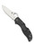 Spyderco Stretch 2 folding knife with thumb hole - shown open presentation side.  Satin VG-10 stainless steel plain edge blade.  Black FRN handle.  Model C90PBK2.