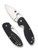 Spyderco Efficient folding knife with thumb hole - shown open presentation side and closed lock side.  Satin 8Cr13MoV stainless steel plain edge blade.  Black G-10 handle.  Model C216GP.