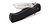 Emerson Knives CQC-7F SF folding knife with thumb disk, flipper tab, and Emerson Wave opener - shown partially open presentation side.  Satin S35VN stainless steel plain edge blade.  Black G-10 handle.  Model CQC-7F-SF-S35VN.