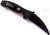Emerson Knives SARK BT folding knife with thumb disk and Emerson Wave opener - shown open pocket clip side.  Black 154CM stainless steel plain edge blade.  Black G-10 handle.  Model SARK-BT.