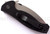 Emerson Knives SARK SF folding knife with thumb disk and Emerson Wave opener - shown closed pocket clip side.  Satin 154CM stainless steel plain edge blade.  Black G-10 handle.  Model SARK-SF.