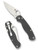 Spyderco Paramilitary 2 folding knife with thumb hole - shown open presentation side and closed pocket clip side.  Stonewash Maxamet steel plain edge blade.  Dark Gray G-10 handle.  Model C81GPDGY2.
