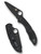 Spyderco Salt 2 folding knife with thumb hole - shown open presentation side and closed pocket clip side.  Black H-2 stainless steel plain edge blade.  Black FRN handle. Model C88PBBK2.