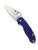 Spyderco Para 3 folding knife with thumb hole - shown open presentation side.  Satin S110V stainless steel plain edge blade.  Dark Blue G-10 handle.  Model C223GPDBL.