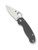 Spyderco Para 3 folding knife with thumb hole - shown open presentation side.  Stonewash Maxamet steel plain edge blade.  Gray G-10 handle.  Model C223GPDGY.