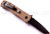 Emerson Knives CQC-7V BTS folding knife with thumb disk and Emerson Wave opener - shown open pocket clip side.  Black 154CM stainless steel, "V" ground, combo edge blade.  Tan G-10 handle.  Model CQC-7V-BTS.