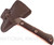 RMJ Tactical Mini Jenny tomahawk - shown in sheath obverse.  Tungsten Cerakote 80CRV2 steel plain edge head.  Black G-10 handle.  
For reference only.