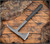 RMJ Tactical Kestrel tomahawk - shown out of sheath reverse.  Tungsten Cerakote 80CRV2 steel plain edge head.  Black G-10 handle.